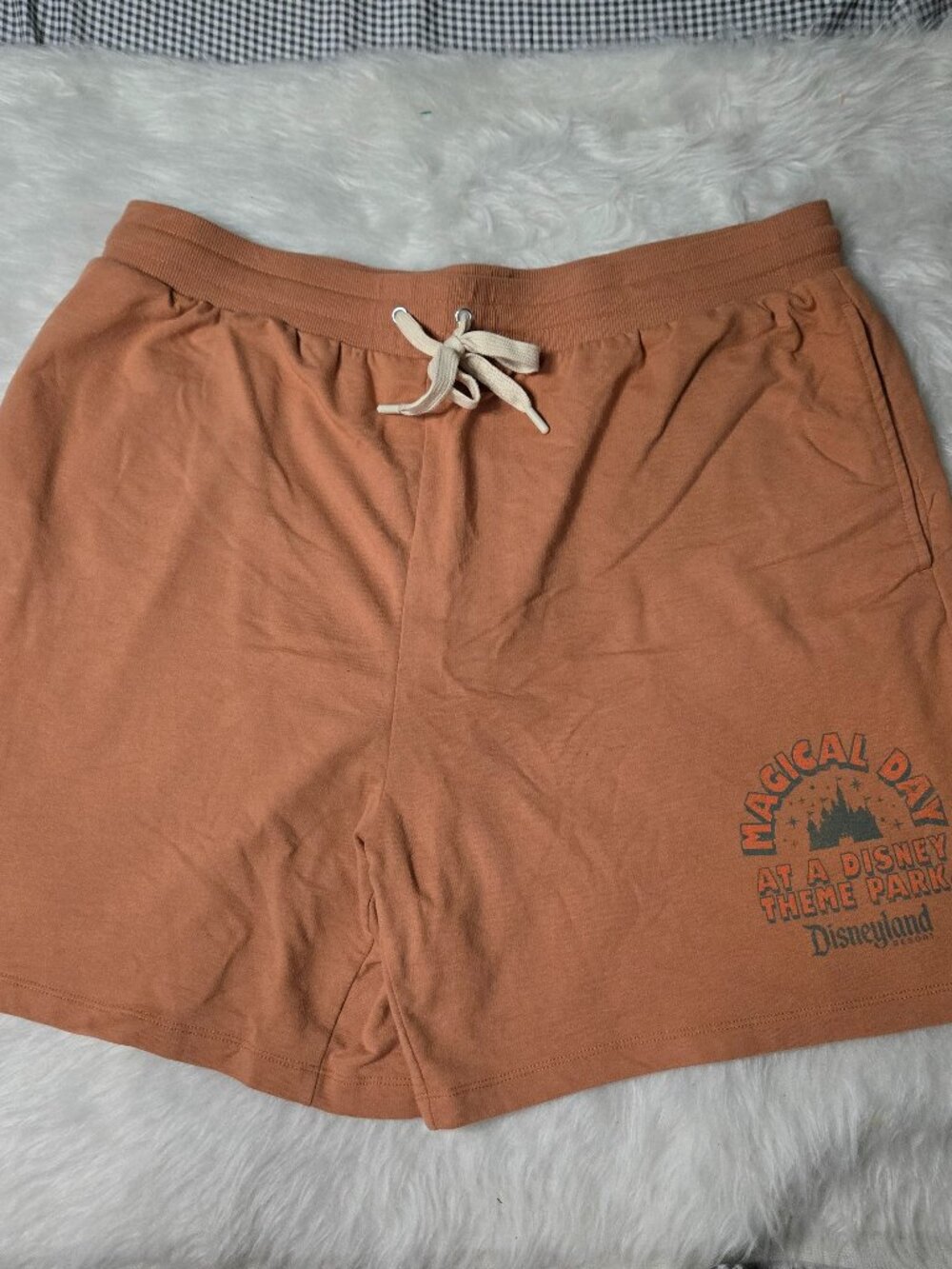 Disney Parks Magical Day At A Disney Theme Park Orange Sweat Shorts, XL